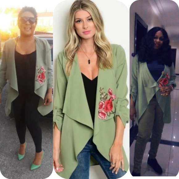 Jackets & Blazers - 💕Sage Rose Patch Blazer